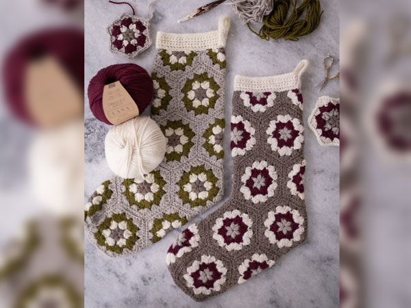 crochet Granny Hexi Stocking free pattern