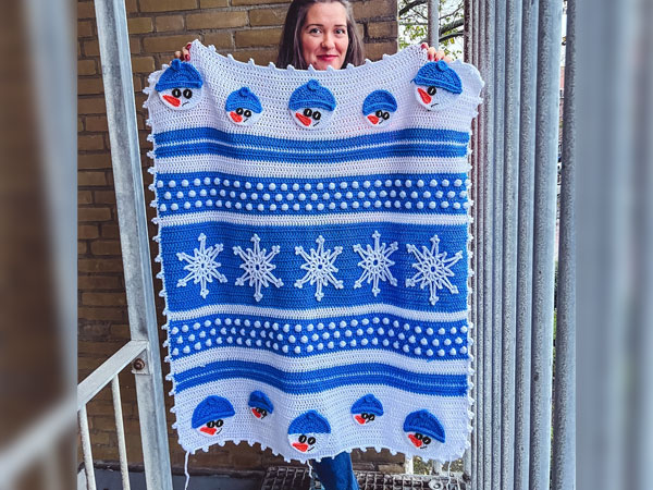 crochet Snowmen Blanket free pattern