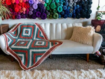 crochet Tile Style C2C Car Blanket free pattern