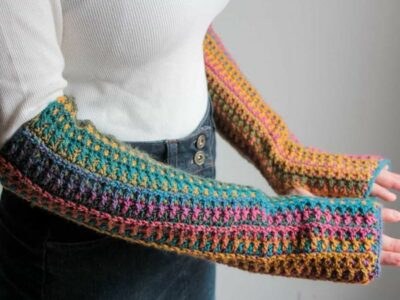crochet Mountain Trail Arm Warmers free pattern