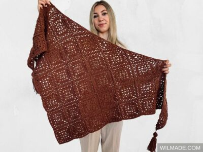 crochet Tulip Square Shawl free pattern
